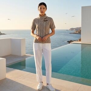 The Limited Womens Cable Knit Short Sleeve Toggle Turtleneck Cardigan Taupe S